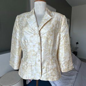 Tahari Arthur S. Levine 100% Silk 3/4 Sleeves Blazer Top US 10           - K1489